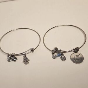 Adjustable Bangle Bracelets-Lot of 2-Good Karma & Hamsa Hand